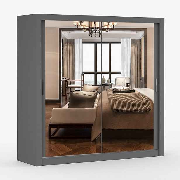 imoebel24 SKŘÍŇ s otočnými dveřmi Milan 203 cm 203/215/64 cm, 2dveřová, šedé