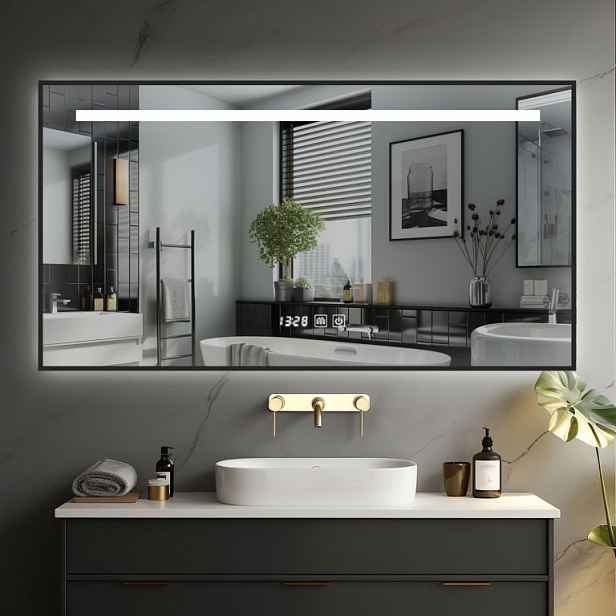Ireda zrcadlo do koupelny s LED 80 × 60 cm studená bílá