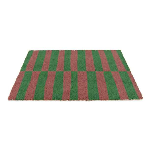 Rohožka z kokosového vlákna 40x60 cm Pink & Green Half Stripes – Artsy Doormats