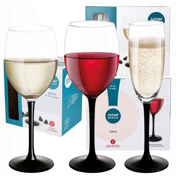 Skleničky na šampaňské a víno Altom Design Onyx 330 ml 18 kusů