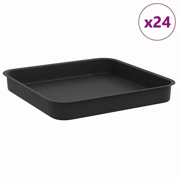 vidaXL Čtvercový květinový tác 24 ks Černá 15 x 15 x 2 cm Plast