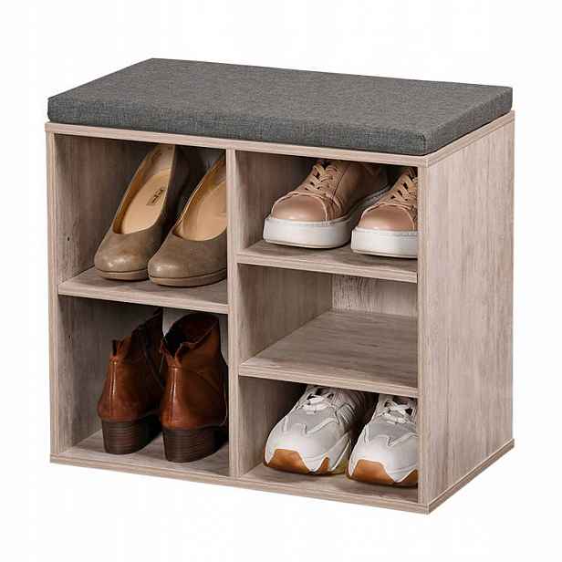 Botník S Sedákem, 5 Přihrádek, Mdf, Výška 51,5 CM, Šedá