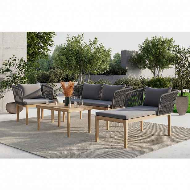 Ambia Garden TERASOVÁ SEDACÍ SOUPRAVA dřevo, kov, plast, textil