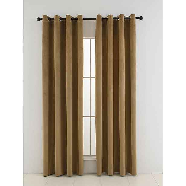 MKLuzkoviny.cz Sametové zatemňovací závěsy Cesar hnědé - 140 x 160 cm (2ks) - kroužky