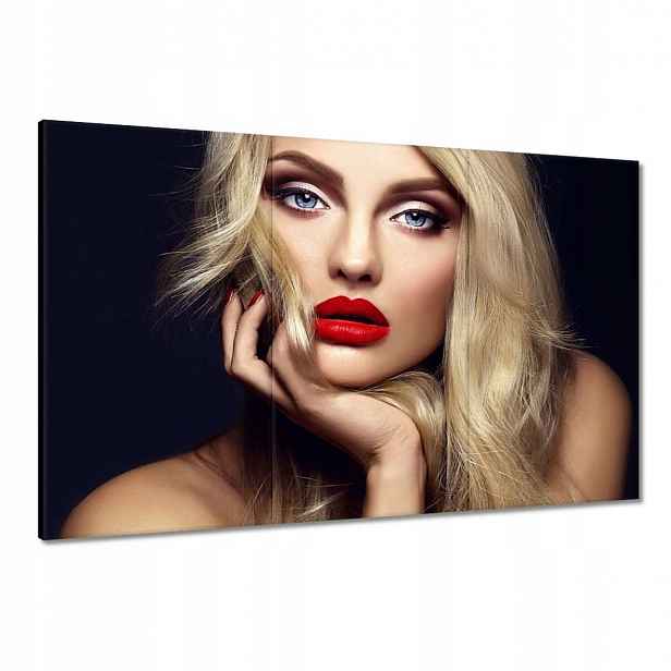 Obrazy 120x80 Dáma v červené rtěnce