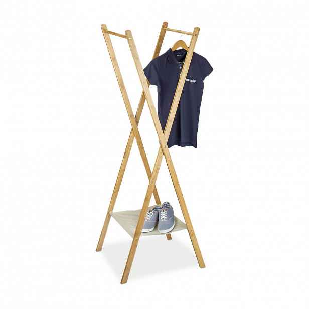 Relaxdays STOJAN přírodní bambus skládací 2 tyče s policí 155,5 cm