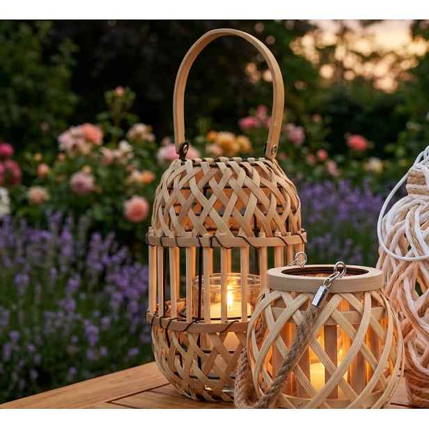 Dřevěná lucerna 15x22 cm, přírodní hnědá