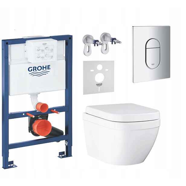 7v1 Wc Podomítkový Set, Stelaz s Wc Mísou Grohe Euro Ceramic, Tlačítko