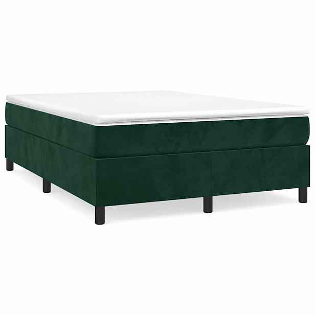 vidaXL Rám postele s boxspringem tmavě zelená 140 x 190 cm samet