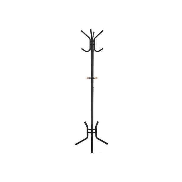 Kovový věšák na oblečení, 12 háčků, černý, výška 178 cm