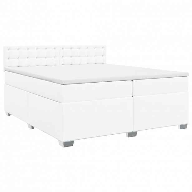 vidaXL Box spring postel s matrací bílá 200x200 cm umělá kůže