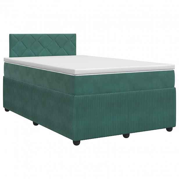 vidaXL Postel boxspring s matrací Tmavě zelená 120 x 200 cm Samet