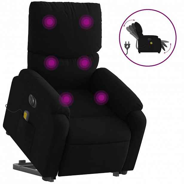 vidaXL Elektrické zvedací masážní polohovací křeslo černé textil