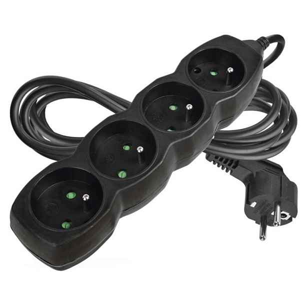 EMOS Prodlužovací kabel se 4 zásuvkami 1,0 mm² KIKOK 3 m černý