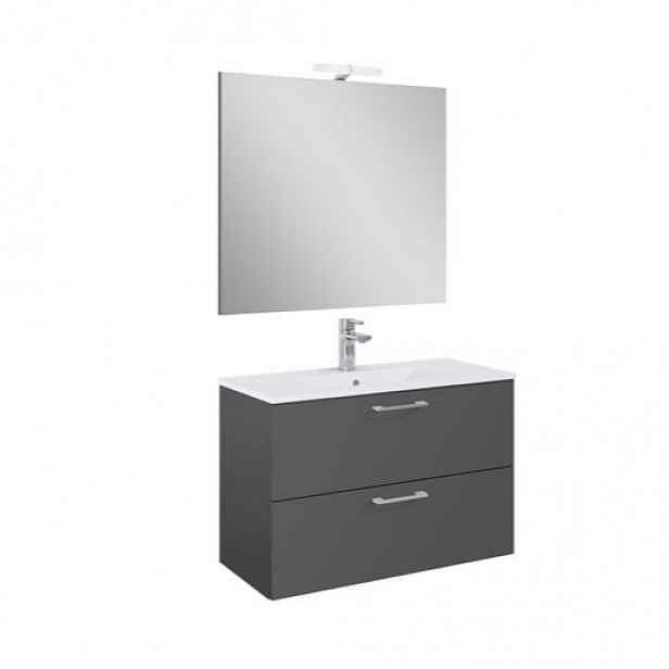 Koupelnová sestava s umyvadlem Ceramia Lea 81,4x55x41,7 cm antracit LEASET80A
