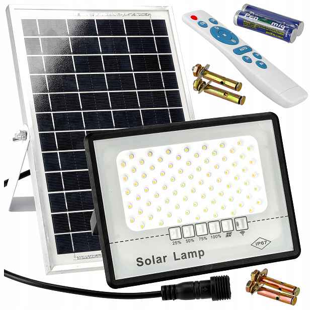 Led Solární pouliční lampa reflektor 50W Solární panel Kabel