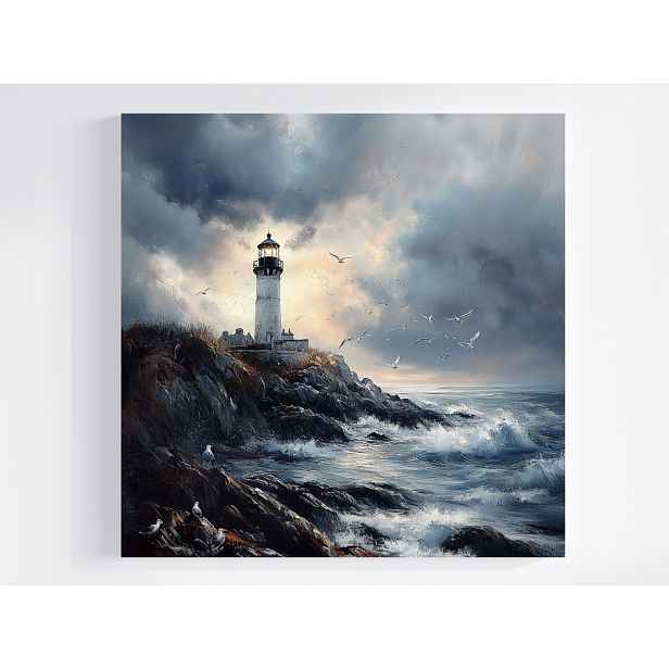 Obraz Na Plátně Canvas Krajina Moře Vlny Pobřeží Lucerna Mewy 50x50
