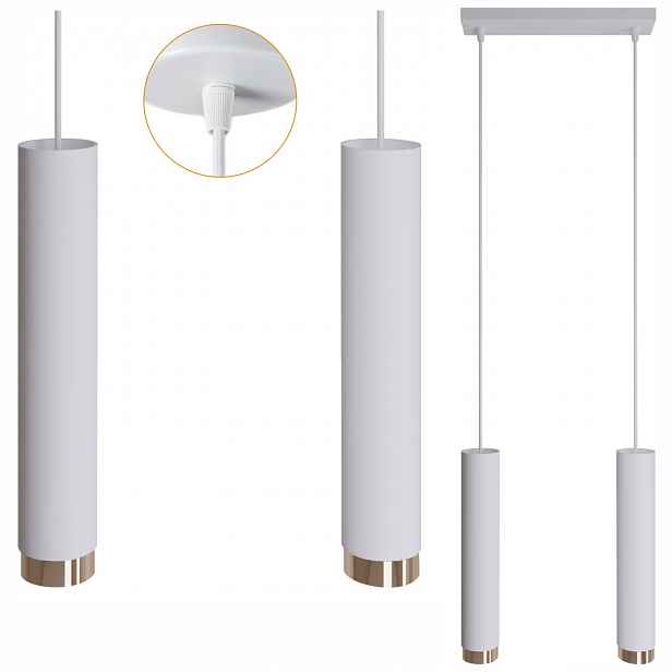 Závěsná Stropní Led Lampa Tuba bílá zlatá Trubka Zwis Spot Loft 115 cm