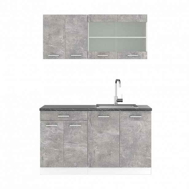 Vicco JEDNOTKOVÁ KUCHYNĚ R-Line Beton 140 cm , PD Antracit