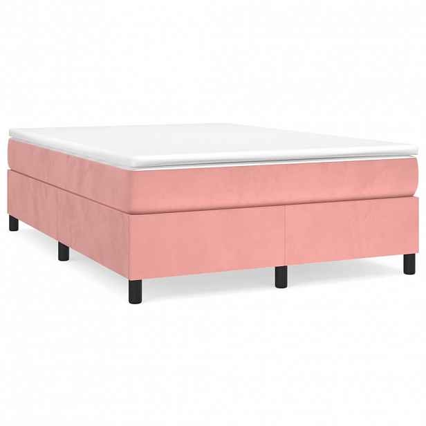 vidaXL Rám postele s boxspringem růžový 140 x 190 cm samet