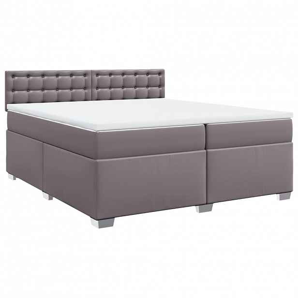 vidaXL Box spring postel s matrací šedá 200x200 cm umělá kůže