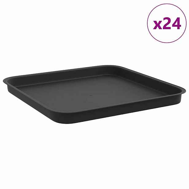 vidaXL Čtvercový květinový tác 24 ks Černá 32 x 32 x 2,5 cm Plast