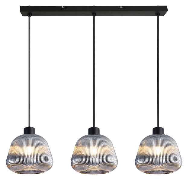 Elyo závěsná lampa černá matná do obývacího pokoje Skleněné stínítko smokey