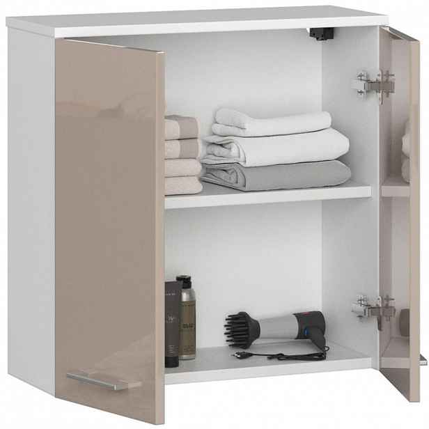 RAUMHIRSCH FURNITURE KOMODA DO KOUPELNY bílá, cappuccino lesklá 60/60/22,5