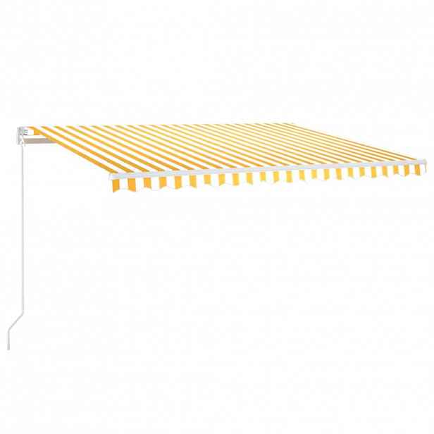 vidaXL Automatická markýza LED a senzor větru 450 x 300 cm žlutá/bílá