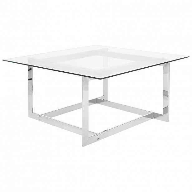 Beliani KONFERENČNÍ STOLEK Sklo stříbrný čtvercový 80/80 cm Crystal