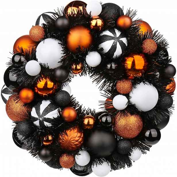 Halloweenský věnec, 33 cm, halloweenská dekorace, věnec na dveře