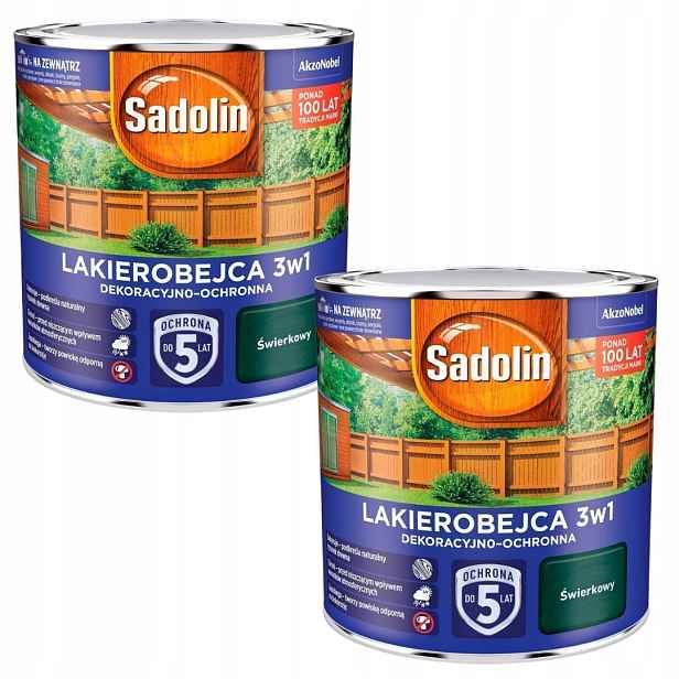Sada Sadolin Lakobejca 3v1 2x2,5L Dekoračně-ochranná Smrková 5L