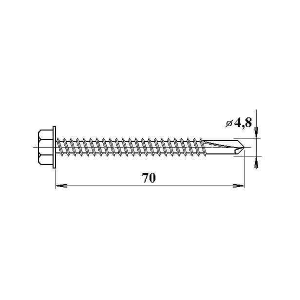 Šroub do železa TEX 4,8×70 mm