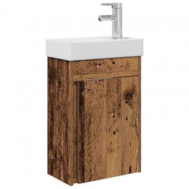 vidaXL Koupelnová skříňka s baterií Staré dřevo 40,5 x 22,5 x 62 cm