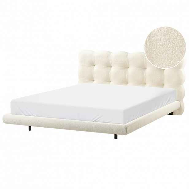 Beliani POSTEL s roštem 160/200 cm Bouclé Krémově bílá Soulisse