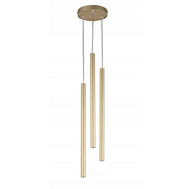 Moderní dekorativní závěsná lampa, trojitá, kulatá, zlatá, nad stůl Sigma