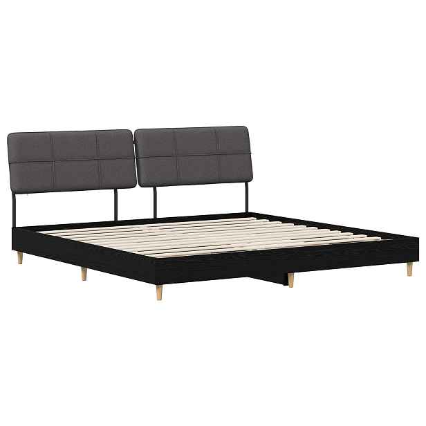 vidaXL Dvoulůžková postel s čelem černý dub a tmavě šedá 200 x 200 cm
