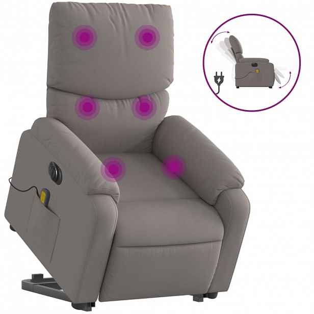 vidaXL Elektrické zvedací masážní polohovací křeslo taupe textil