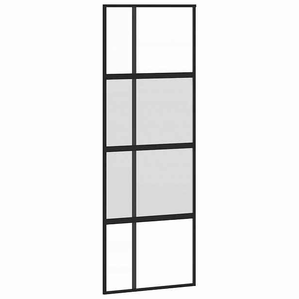 vidaXL Posuvné dveře černé 76 x 205 cm tvrzené sklo a hliník