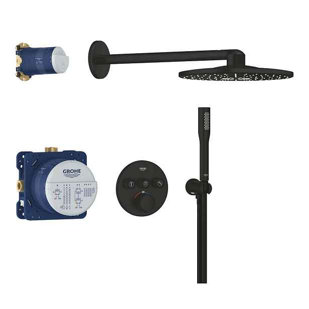 Grohe Precision SmartControl - Sprchový set s termostatem pod omítku, průměr 31 cm, 2 proudy, matná černá 348742430