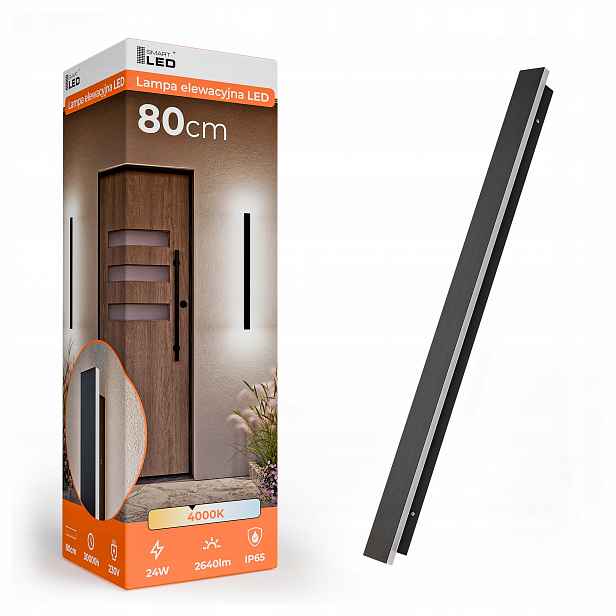 Venkovní nástěnné Led svítidlo 24W 80cm IP65 Zahradní fasádní lampa CCD