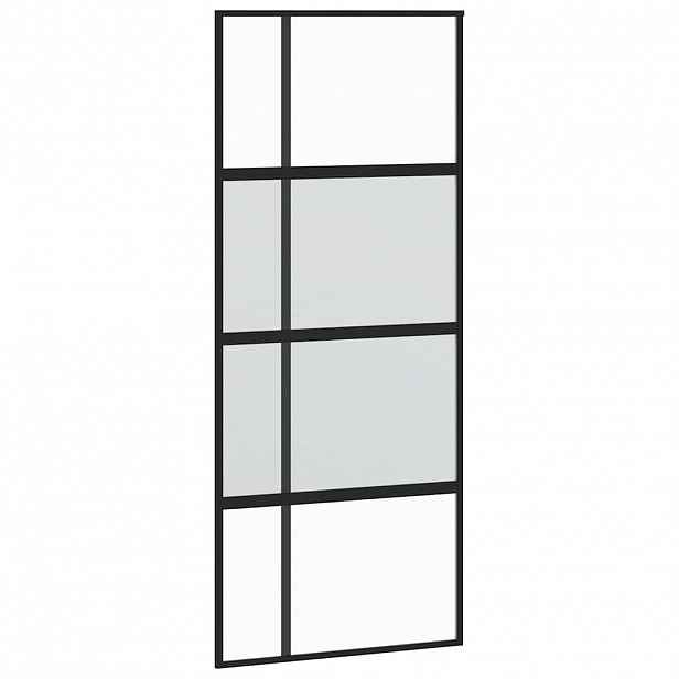 vidaXL Posuvné dveře černé 90 x 205 cm tvrzené sklo a hliník