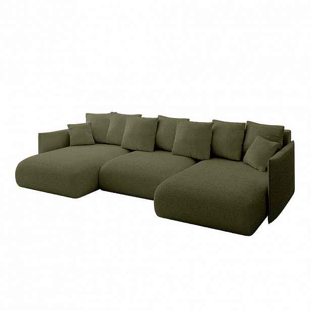 ALTDECOR SEDACÍ SOUPRAVA s funkcí lůžka a úložným prostorem pod postelí ONESK-U 317x177x72 zelená buklé