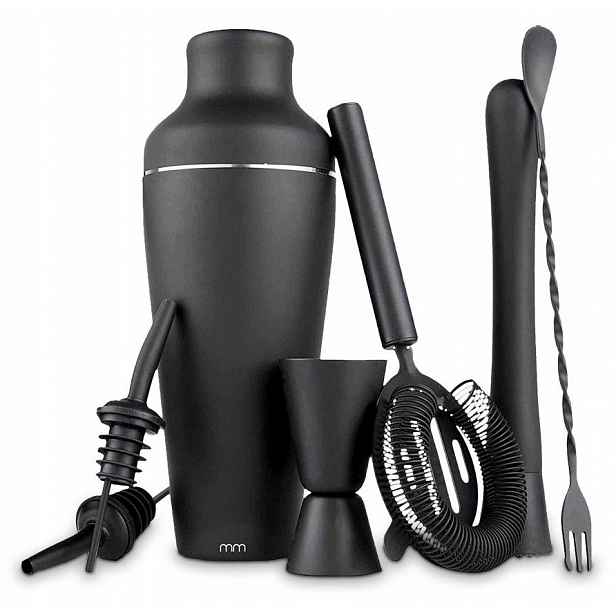 Barmanský Set Na Koktejlové Nápoje Černý Shaker 700 ml 9 ks Pro Barmana