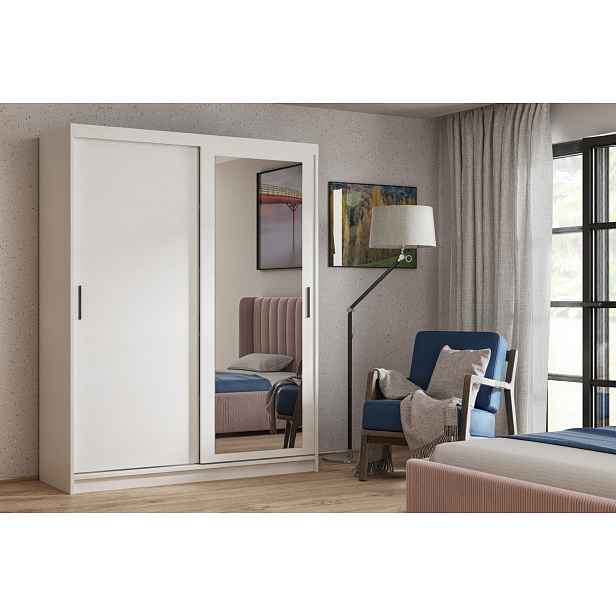 Dvoudveřová skříň se zrcadlem 120 cm SKRONA - bílá