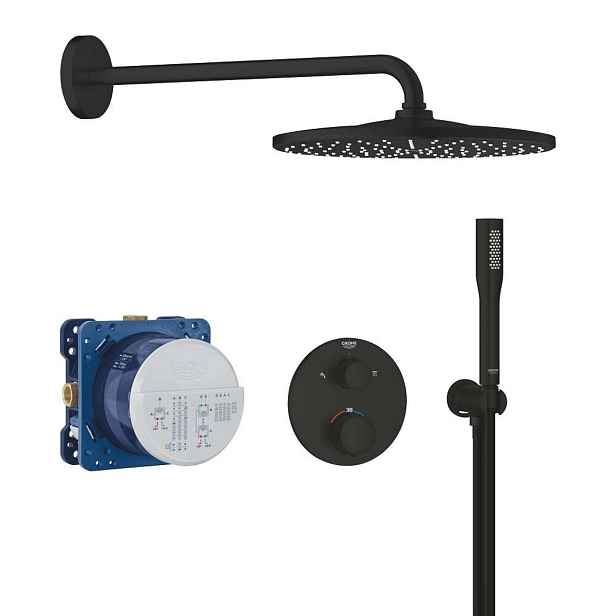 Grohe Precision - Sprchový set s termostatem pod omítku, průměr 31 cm, matná černá 348802430