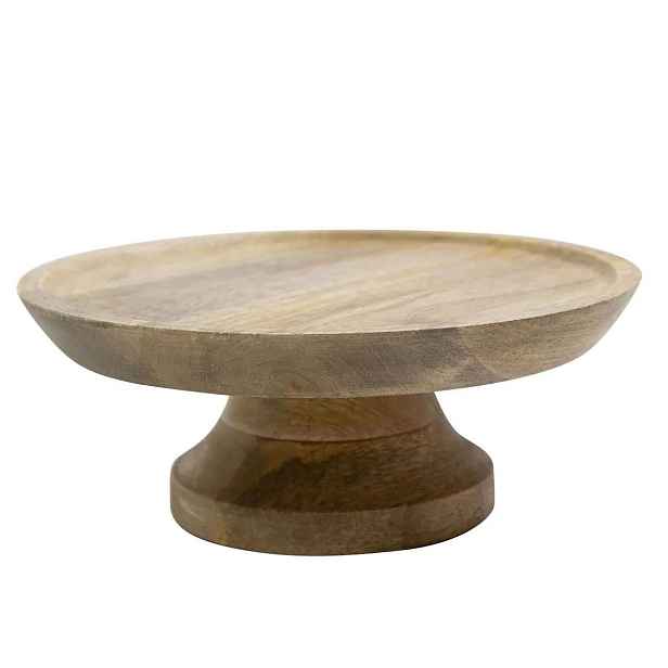 Přírodní dřevěný podnos na dort na noze Wood Cake Chic - Ø 25*10 cm Mars & More