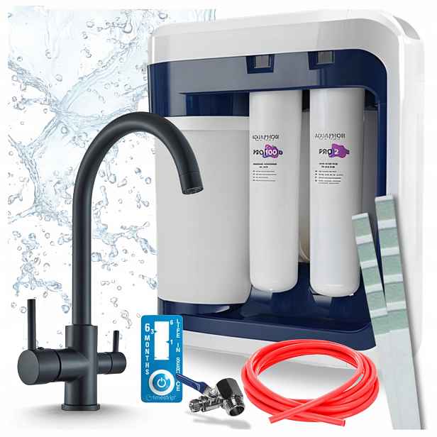 Kuchyňská Baterie Otočná, Černá A Filtr Aquaphor Ro 202S Pro Reverzní Osmózu