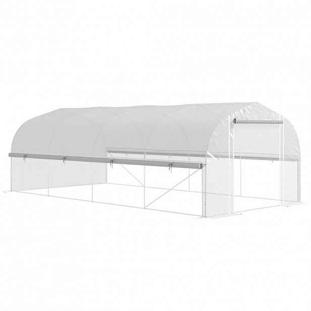 Outsunny SKLENÍK 6 x 3 x 2 m s 8 okny a dveřmi, bílý