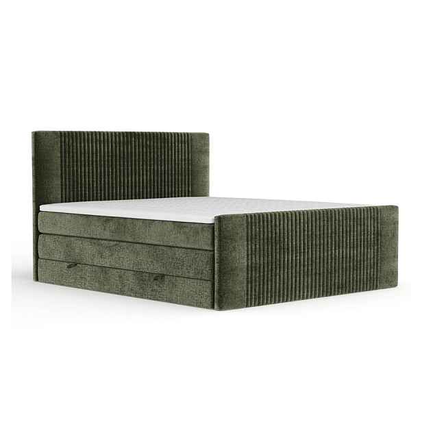 Tmavě zelená boxspring postel s úložným prostorem 180x200 cm Bergamo – Maison de Rêve